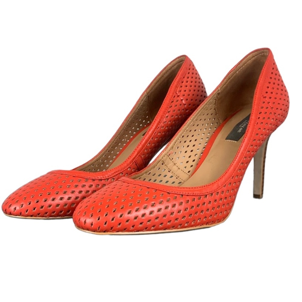 Ann Taylor Red Orange Close Toed Perforated Heels - Size 9